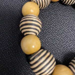 Wood and string bead bracelet